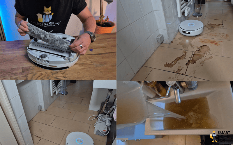 Der Narwal Flow wischt hart eingetrocknete Flecken im Test bei SmartHome-Fox weg.